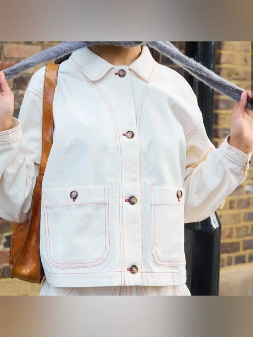 Anthropologie Lisa Says Gah Denim White Daphne Cotton Jacket size XS